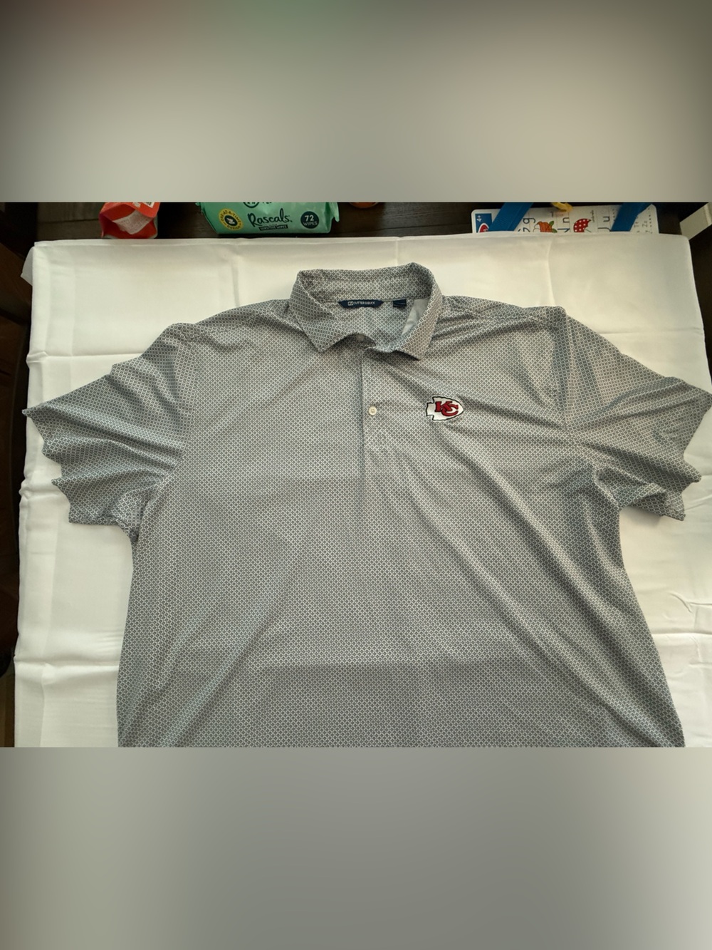 Cutter & Buck Gray Patterned Kansas City Chiefs Polo
